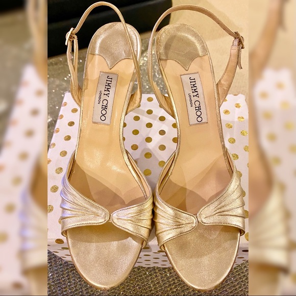 Jimmy Choo Shoes - JIMMY CHOO Pale Gold Cocktail Sandal Sz 40